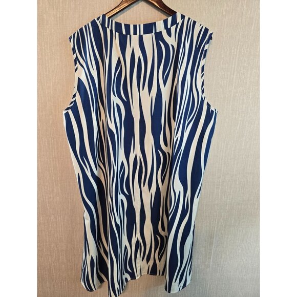 Womens Blue and White lightweight Sleeveless dress size 5XL Poly Spandex blend - Picture 2 of 12
